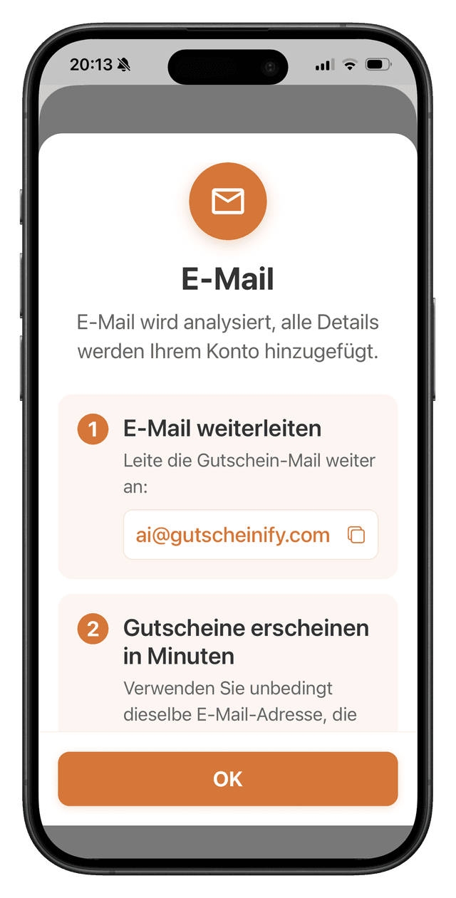 E-Mail-Import Bildschirm