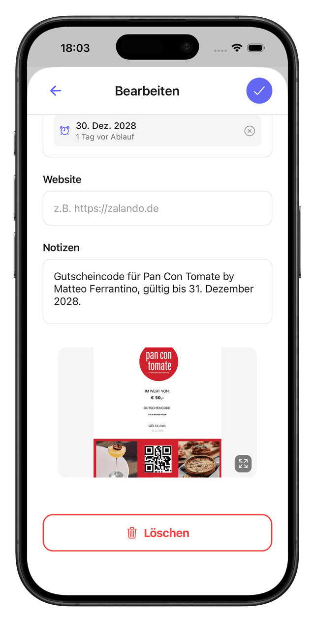 Gutscheinbild mit QR-Code
