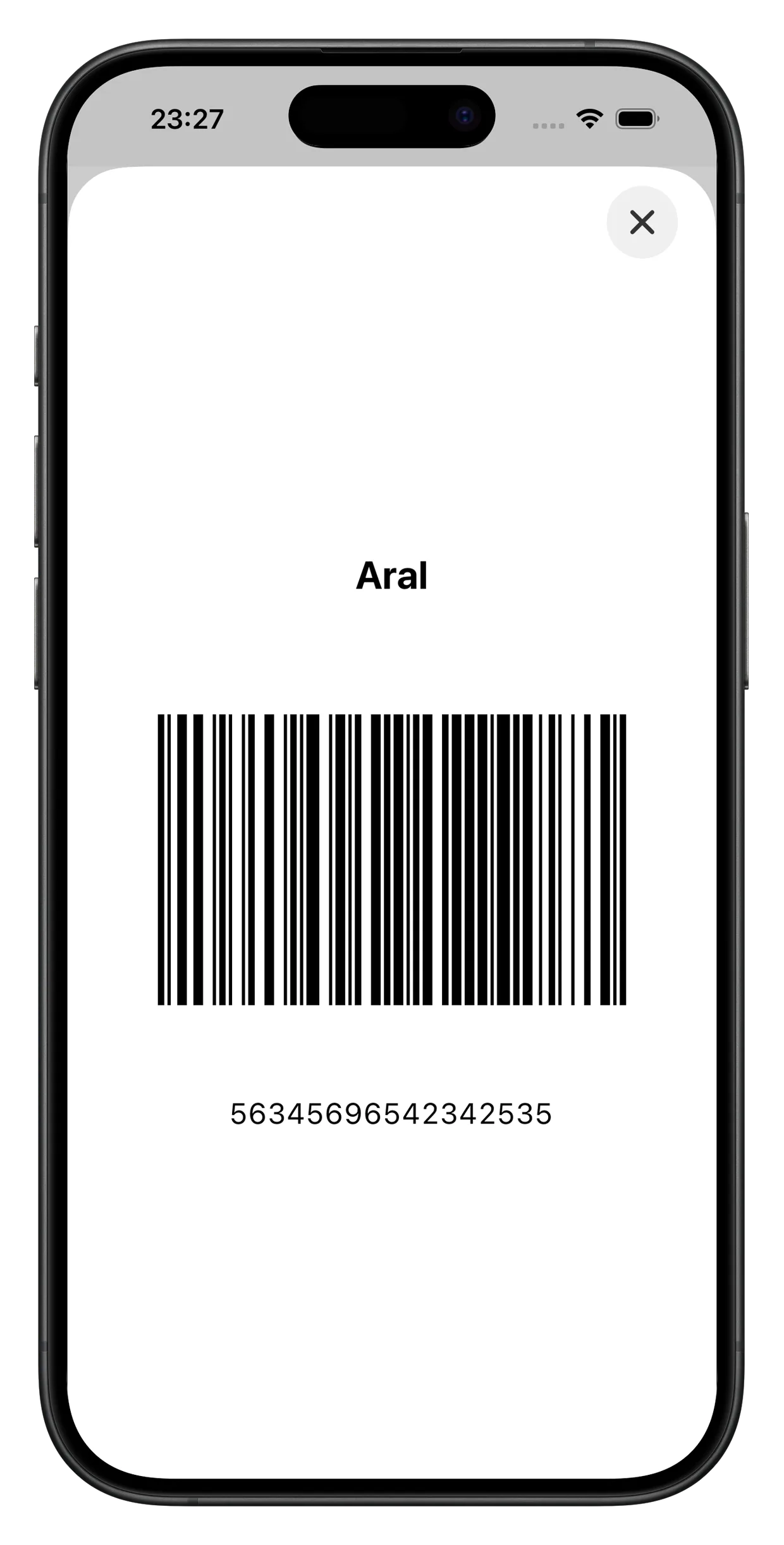 Barcode eines Gutscheins im Vollbild